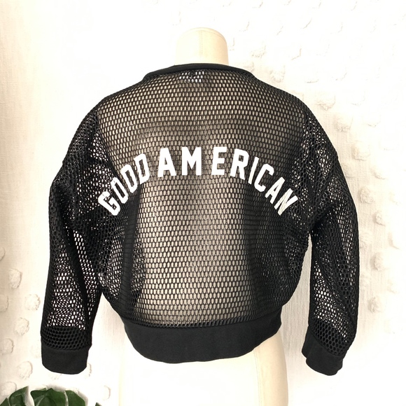 GOOD AMERICAN WARRIOR SHEER FISHNET CROP TOP - Picture 6 of 6
